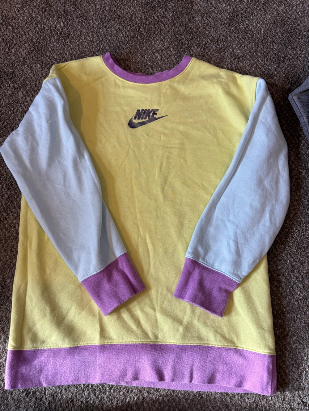 Nike Kids Yellow, Lavender & White Colorblock Crewneck Sweatshirt